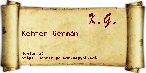 Kehrer Germán névjegykártya